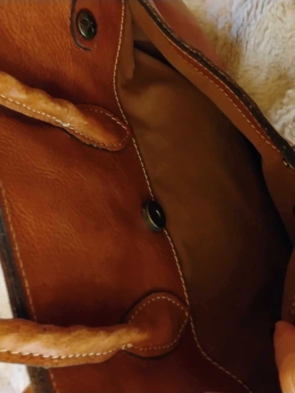 Patricia Nash Classic Tan Leather Tote Bag with Brass Lock